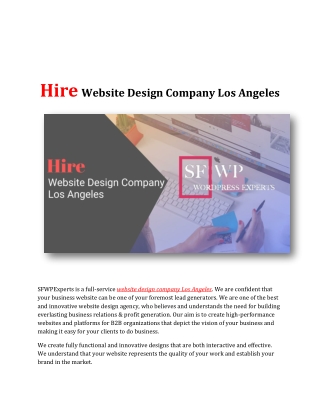 Hire Website Design Company Los Angeles