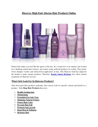 Discover High End Alterna Hair Products Online