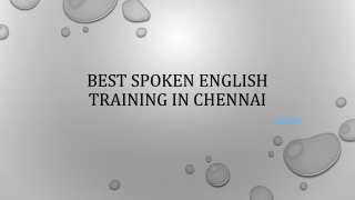 Best Spoken English training in Chennai