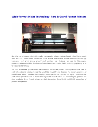 Wide-Format Inkjet Technology- Part 3: Grand Format Printers