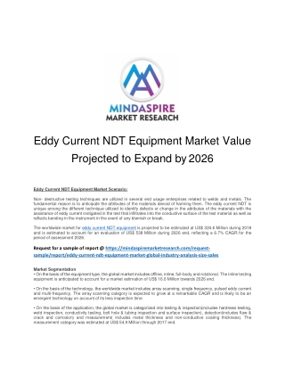 Eddy Current NDT Equipment Market Value Projected to Expand by	2026