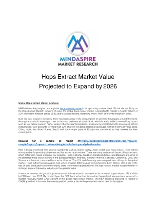 Hops Extract Market Value Projected to Expand by 2026
