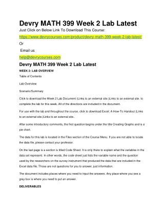 Devry MATH 399 Week 2 Lab Latest