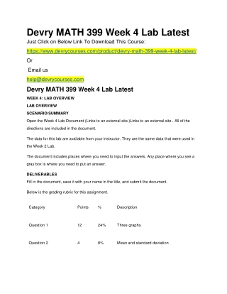 Devry MATH 399 Week 4 Lab Latest