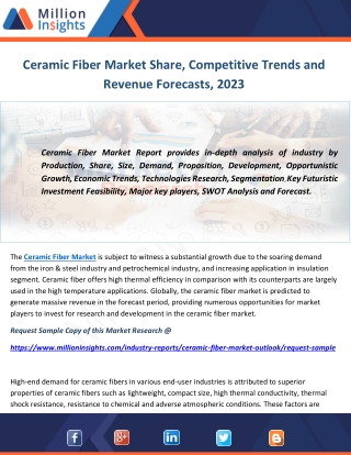 Ceramic Fiber Market Share, Competitive Trends and Revenue Forecasts, 2023
