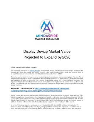 Display Device Market Value Projected to Expand by	2026