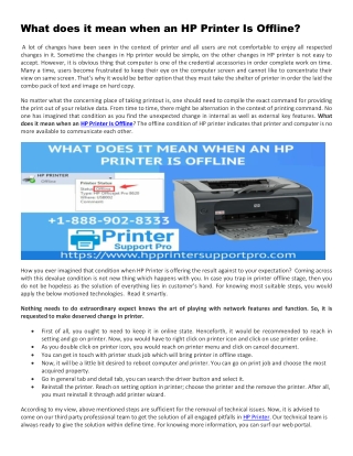 What does it mean when an HP Printer Is Offline?