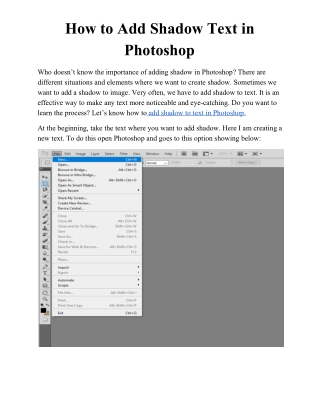 How to Add Shadow Text in Photoshop