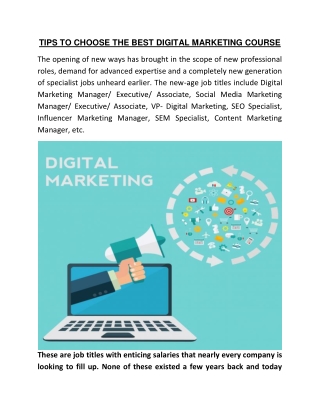 Tips to Choose the Best Digital Marketing Course