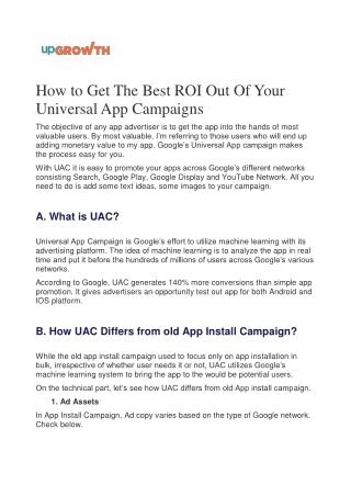 How to Get The Best ROI Out Of Your Universal App Campaigns