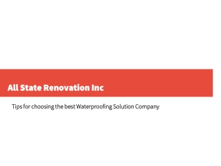 Tips for choosing the best Waterproofing Solution Company