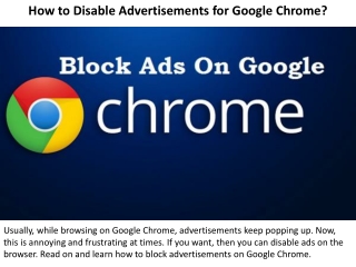 How to Disable Advertisements for Google Chrome?