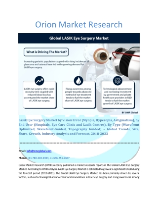 LASIK Eye Surgery Market Segmentation, Forecast, Market Analysis, Global Industry Size and Share to 2023