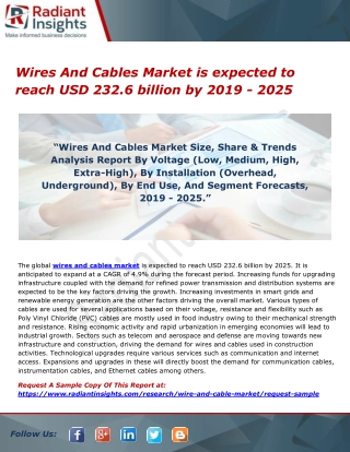 Wires And Cables Market is expected to reach USD 232.6 billion by 2019 - 2025