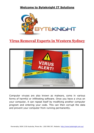 Virus Removal Experts in Western Sydney