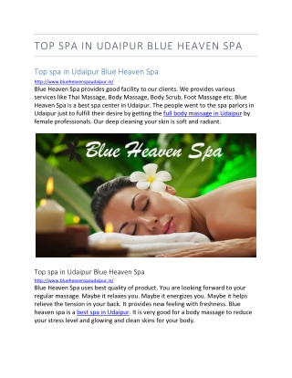 Top spa in Udaipur Blue Heaven Spa