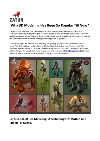 Why 3D Modeling Has Been So Popular Till Now?