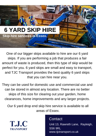 6 yard skip hire Essex