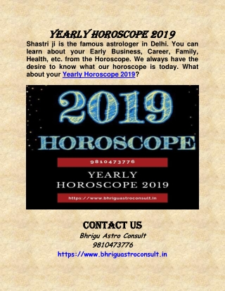 Yearly Horoscope 2019