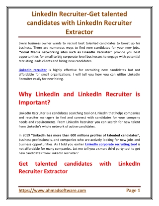 LinkedIn Recruiter-Get talented candidates with LinkedIn Recruiter Extractor