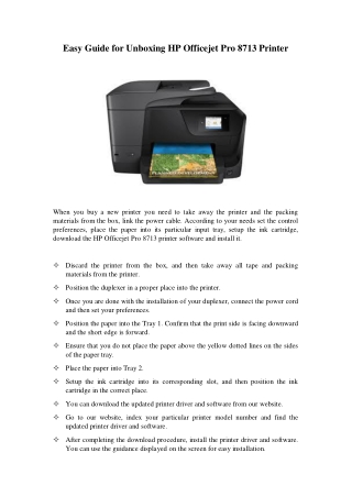 Easy Guide For Unboxing Hp Officejet Pro 8713 Printer