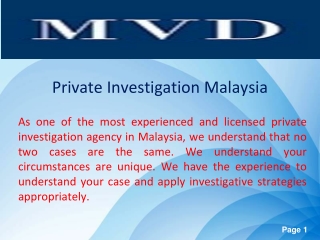 Private Investigation Malaysia