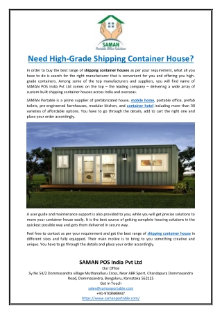 Need High-Grade Shipping Container House?