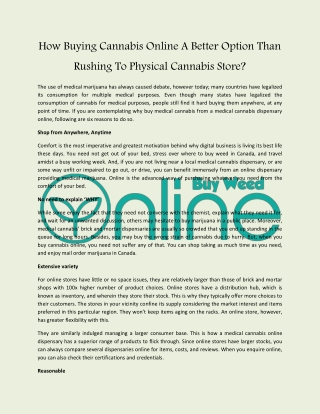 How Buying Cannabis Online A Better Option Than Rushing To Physical Cannabis Store?
