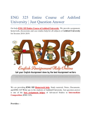 ENG 325 Entire Course of Ashford University