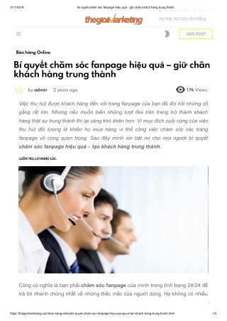 Bí quyết chăm sóc fanpage