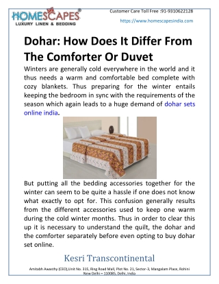 Dohar: How Does It Differ From The Comforter Or Duvet