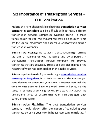 Six Importance of Transcription Services - CHL Localization