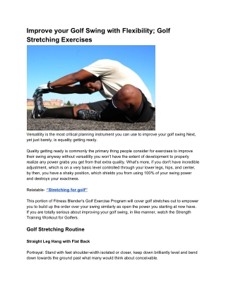 Improve your Golf Swing with Flexibility; Golf Stretching Exercises