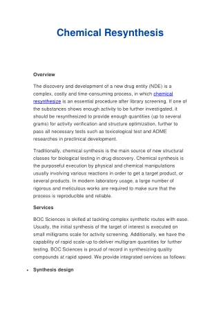 Chemical Resynthesis