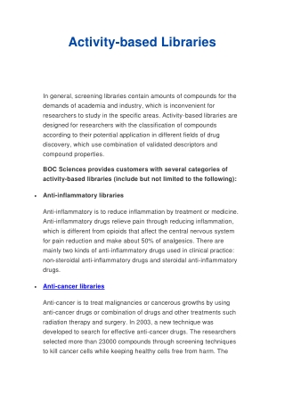 Activity based Libraries
