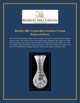 Brierley Hill Crystal offers Exclusive Crystal Engraved Pieces