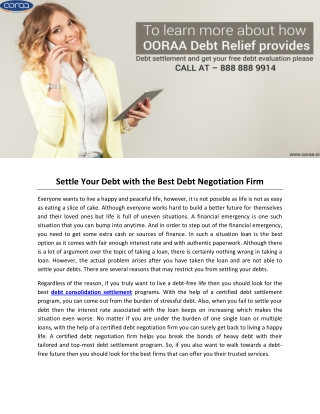 Settle Your Debt with the Best Debt Negotiation Firm