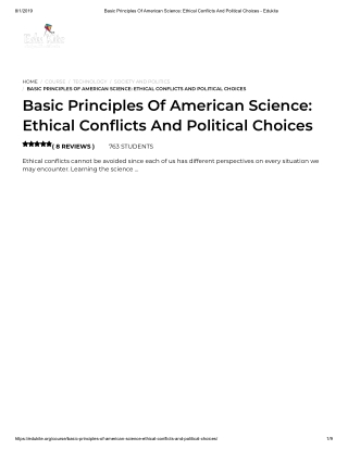 Basic Principles Of American Science_ Ethical Conflicts And Political Choices - Edukite