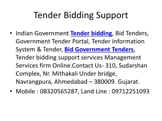 Tender Bidding Support