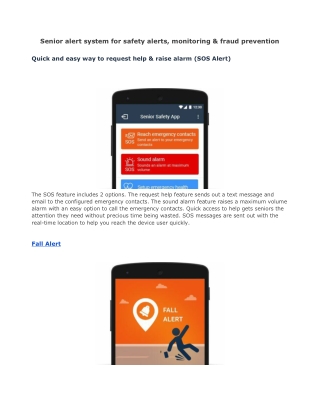 Senior alert system for safety alerts, monitoring & fraud prevention