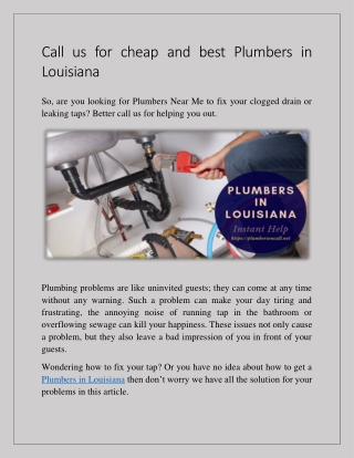 Plumbers in Louisiana