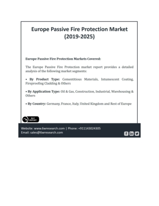 Europe Passive Fire Protection Market (2019-2025)