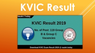 KVIC Result 2019 Check KVIC Group B & C Cut off Marks & Merit List