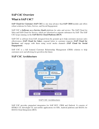 SAP C4C Technical Online Training in Hyderabad,Bangalore,Pune,Chennai India