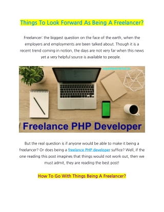 Things To Look Forward As Being A Freelancer?