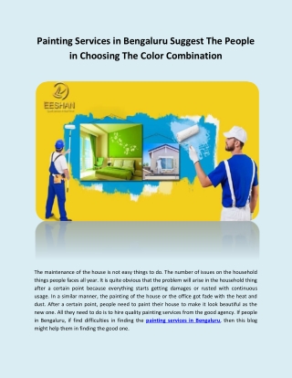 Painting services in bengaluru suggest the people in choosing the color combination