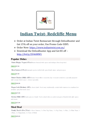 Indian Twist Restaurant Menu| Indian restaurant Redcliffe, WA