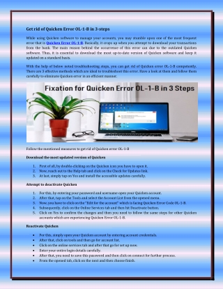 Get rid of Quicken Error OL-1-B in 3-steps