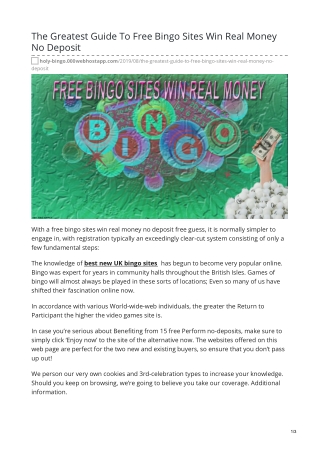 The Greatest Guide To Free Bingo Sites Win Real Money No Deposit