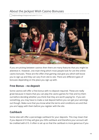 About the Jackpot Wish Casino Bonuses